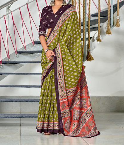 Soft Modal Silk Party wear Saree With Running Blouse