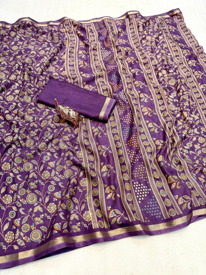 Women Printed Saree with Blouse Piece