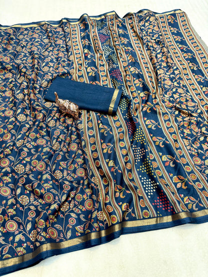 Women Printed Saree with Blouse Piece