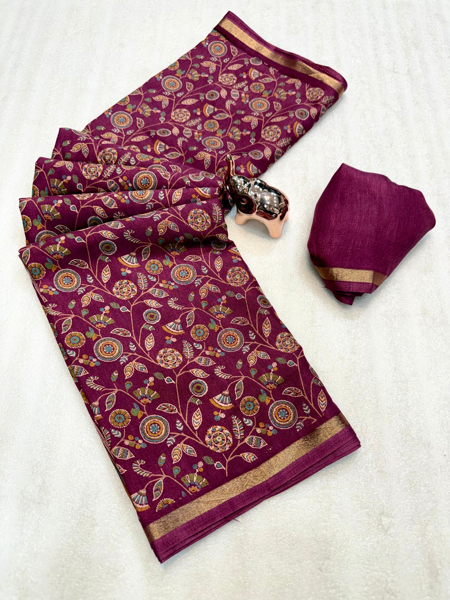 Women Printed Saree with Blouse Piece