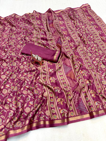 Women Printed Saree with Blouse Piece