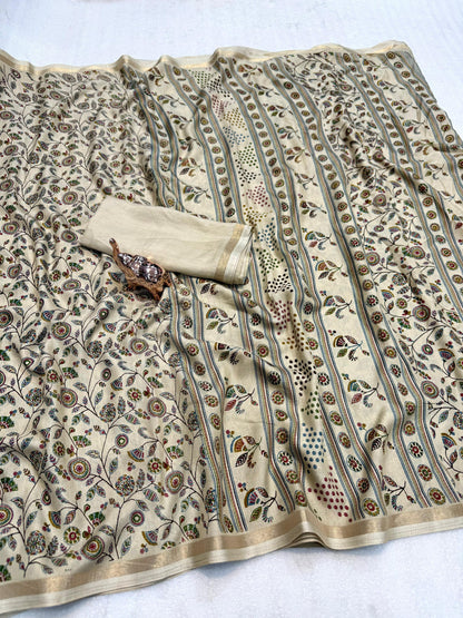 Women Printed Saree with Blouse Piece