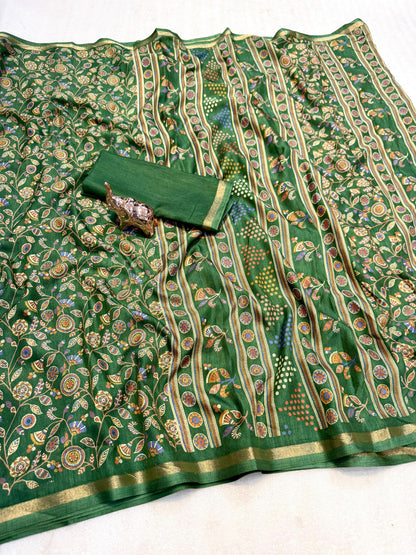 Women Printed Saree with Blouse Piece