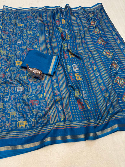 Women Printed Saree with Blouse Piece