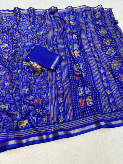 Women Printed Saree with Blouse Piece