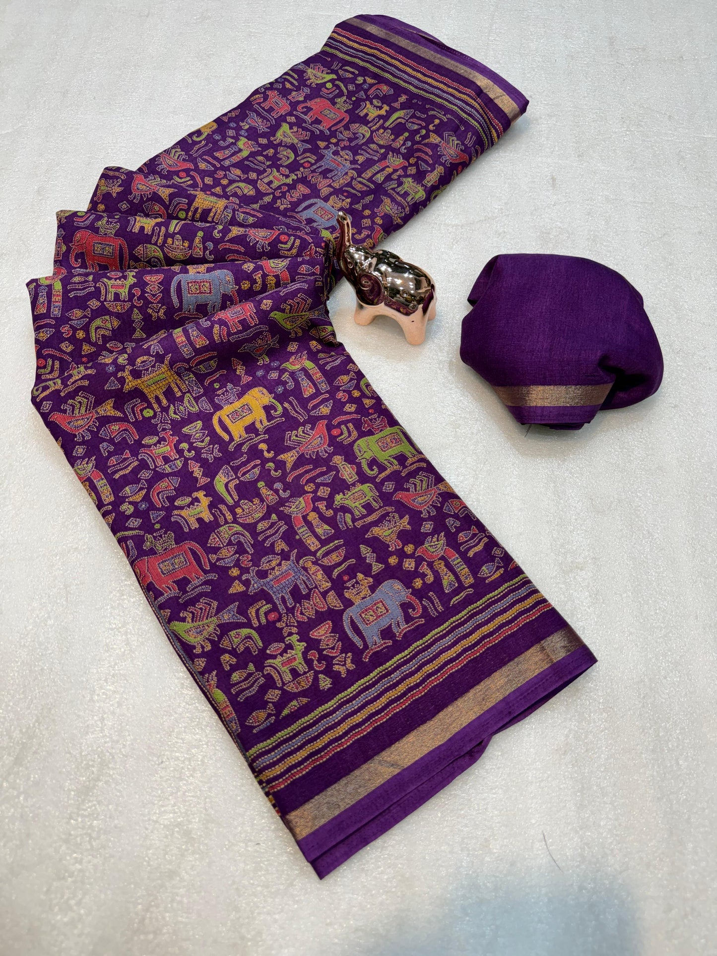 Women Printed Saree with Blouse Piece