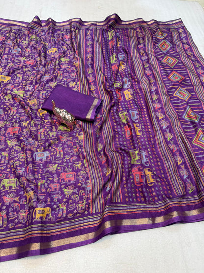 Women Printed Saree with Blouse Piece