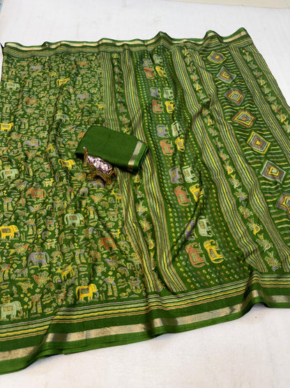 Women Printed Saree with Blouse Piece