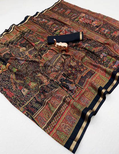 Women Printed Saree with Blouse Piece