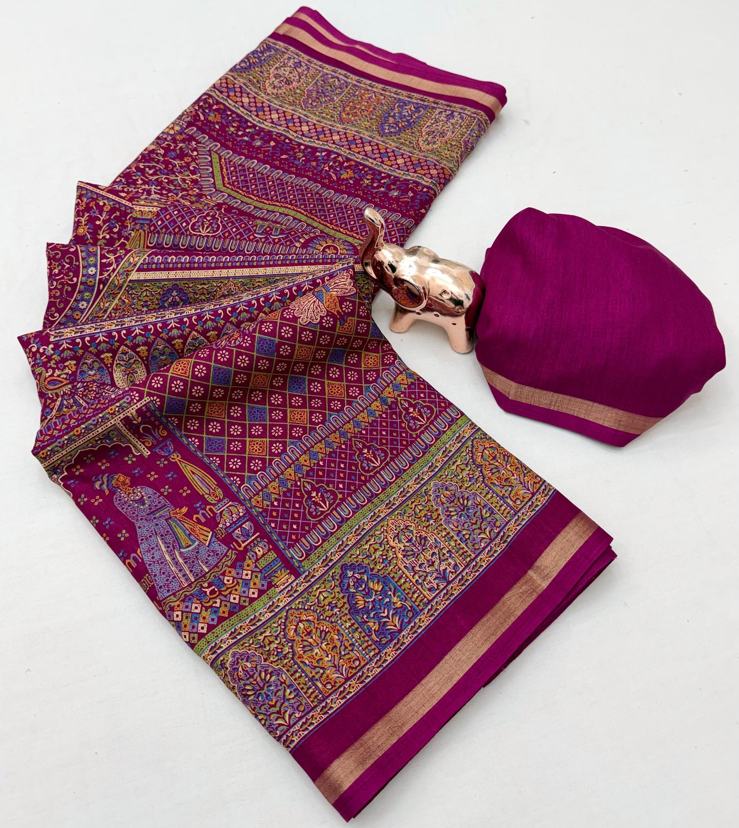 Women Printed Saree with Blouse Piece