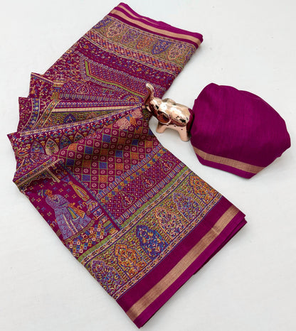 Women Printed Saree with Blouse Piece