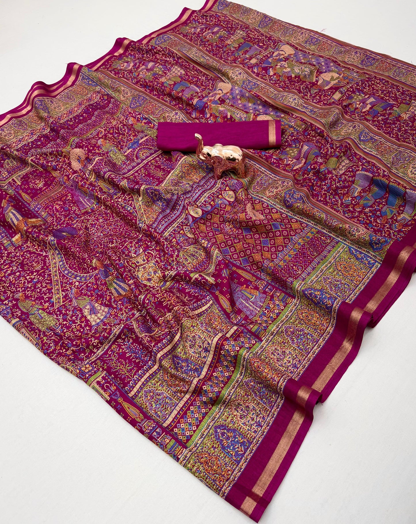 Women Printed Saree with Blouse Piece