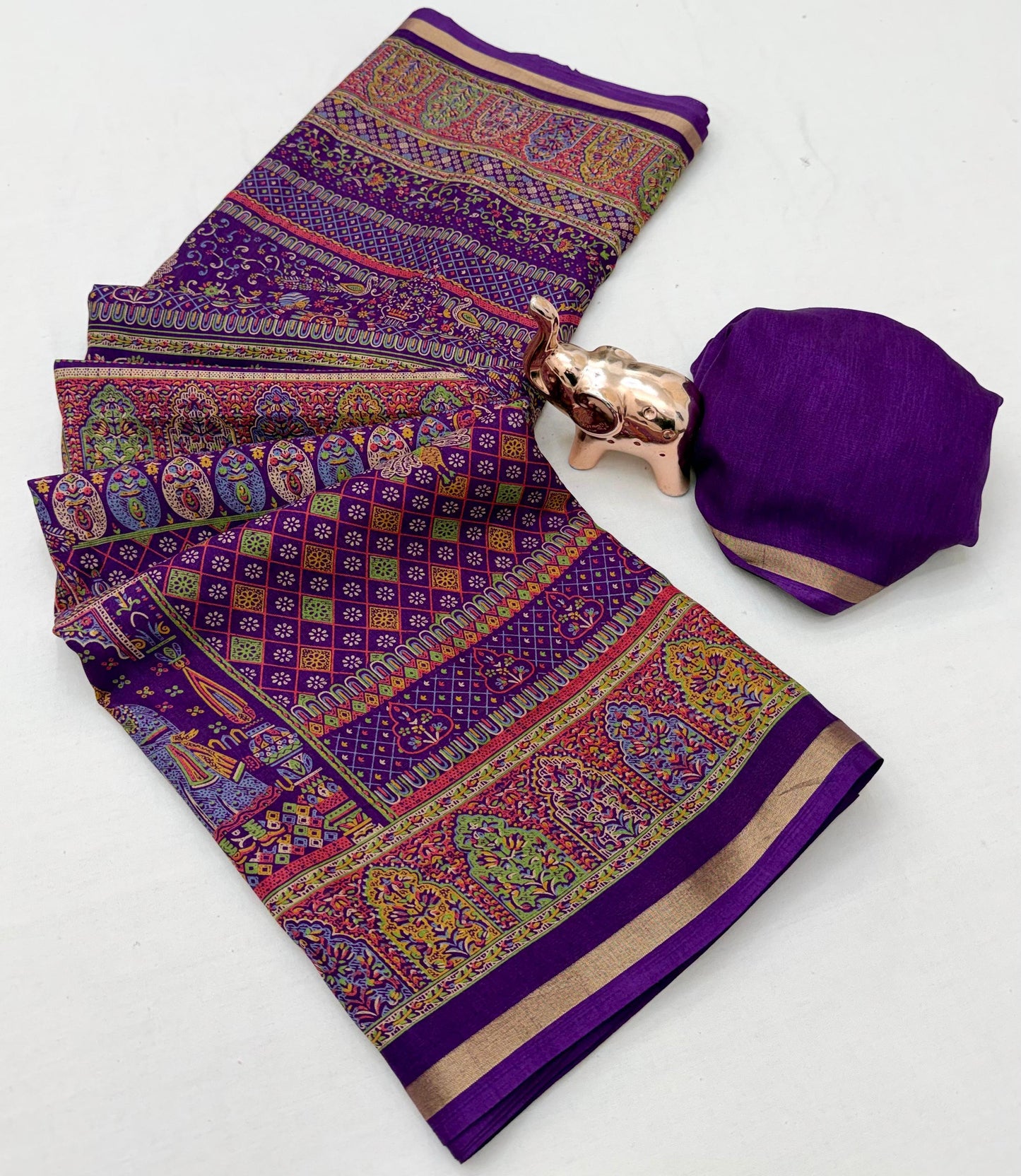 Women Printed Saree with Blouse Piece