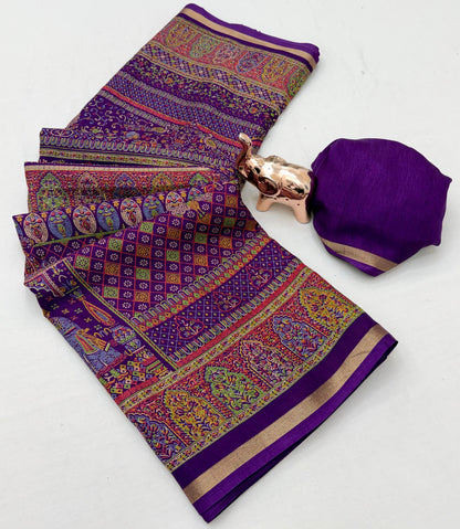 Women Printed Saree with Blouse Piece