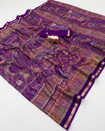 Women Printed Saree with Blouse Piece