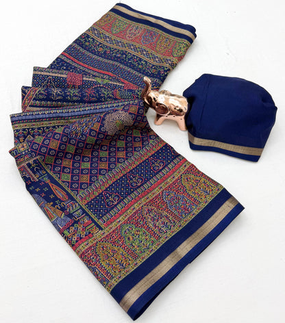 Women Printed Saree with Blouse Piece