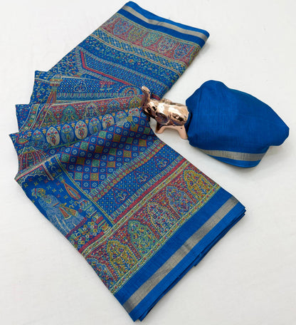 Women Printed Saree with Blouse Piece