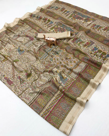 Women Printed Saree with Blouse Piece
