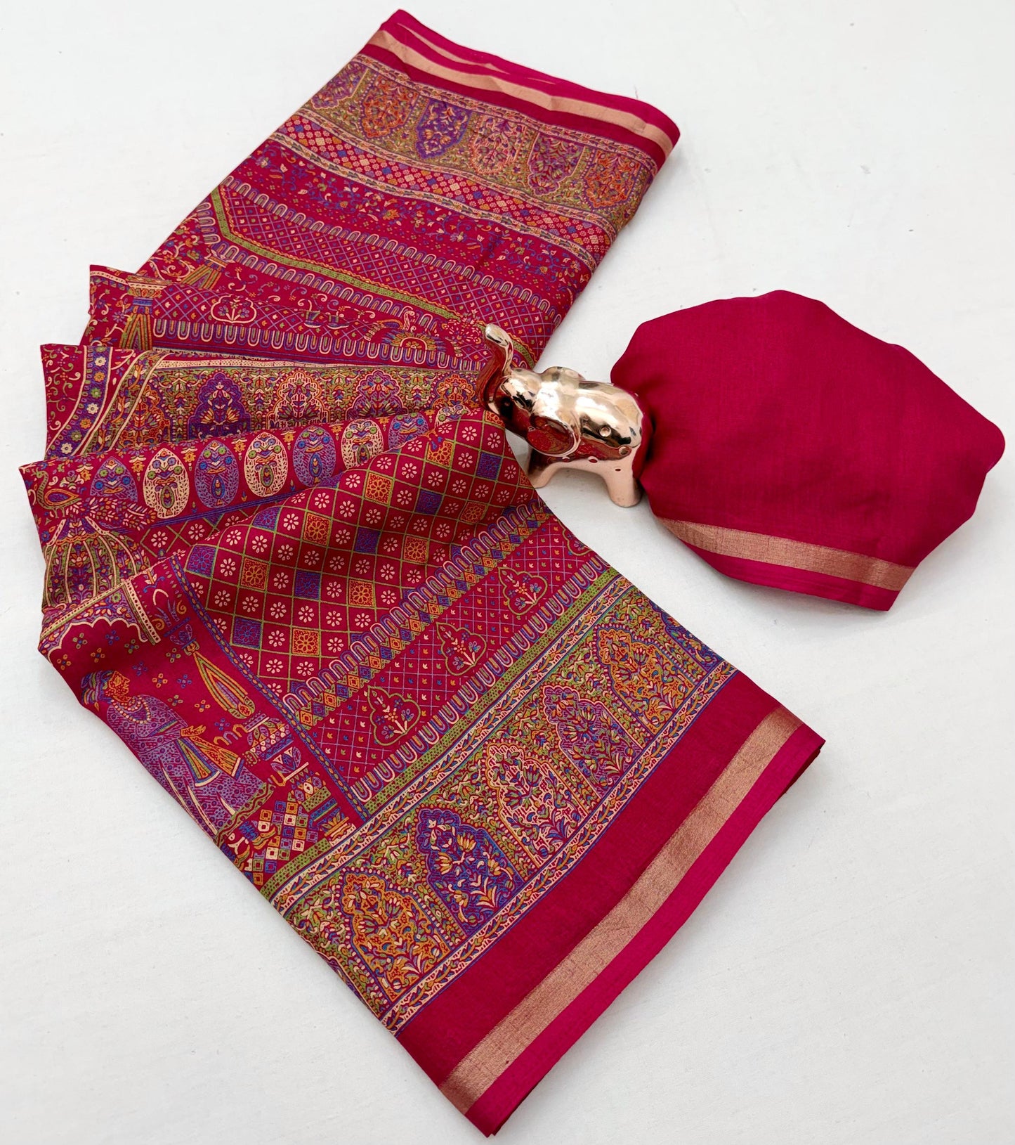 Women Printed Saree with Blouse Piece