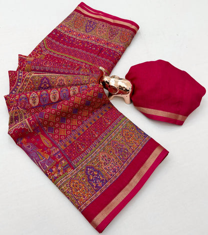 Women Printed Saree with Blouse Piece