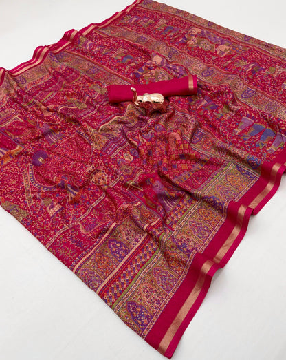 Women Printed Saree with Blouse Piece