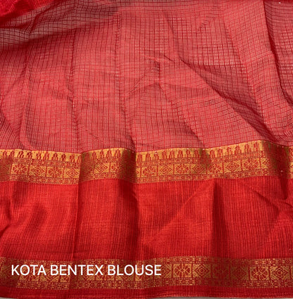 Pichwai Print Kota Doria Saree with Bentex Jacquard Border & Jhalar | Running Blouse