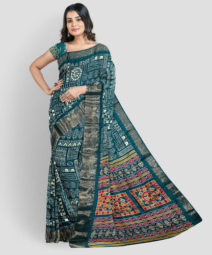 Soft Cotton Crape Saree with woven sequence design all over. - Swaraas