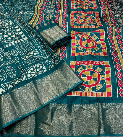 Soft Cotton Crape Saree with woven sequence design all over. - Swaraas