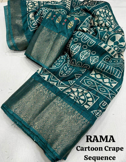 Soft Cotton Crape Saree with woven sequence design all over. - Swaraas