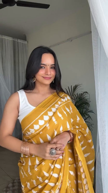 Elegant Digital Print Linen Saree with Blouse – 6.3 Mtr (Single Colour Catalog)