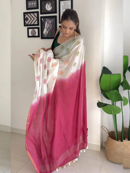Elegant Digital Print Linen Saree with Blouse – 6.3 Mtr (Single Colour Catalog)