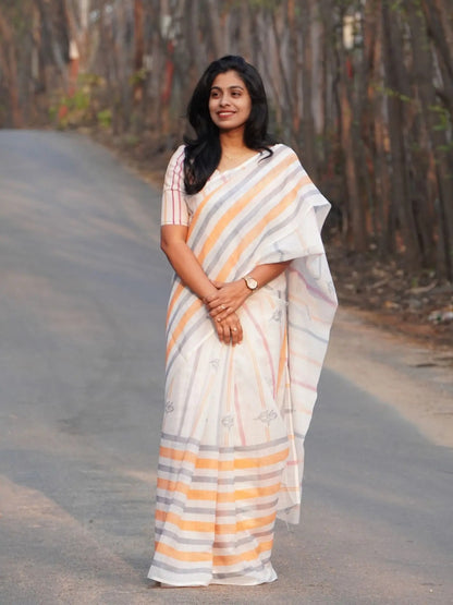 Elegant Digital Print Linen Saree with Blouse – 6.3 Mtr (Single Colour Catalog)