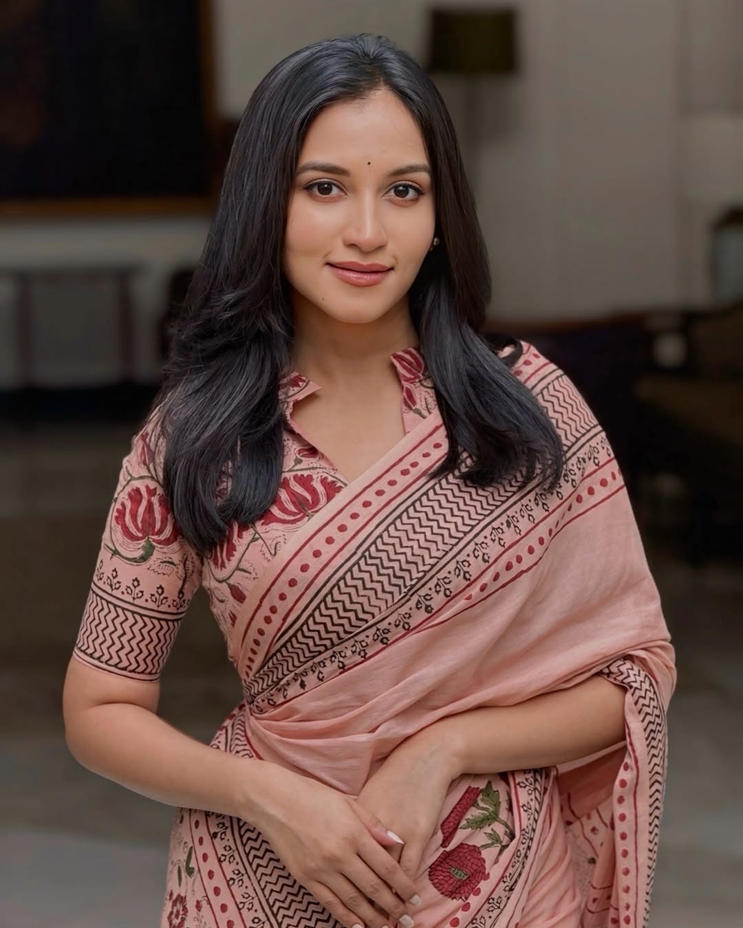 Elegant Digital Print Linen Saree with Blouse – 6.3 Mtr (Single Colour Catalog)