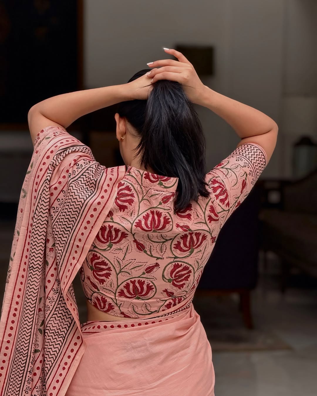 Elegant Digital Print Linen Saree with Blouse – 6.3 Mtr (Single Colour Catalog)