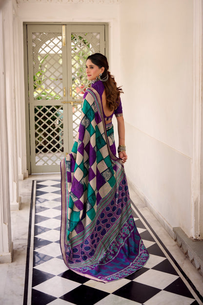 Chanderi Printed Saree Collection – Elegant Temple Border Design