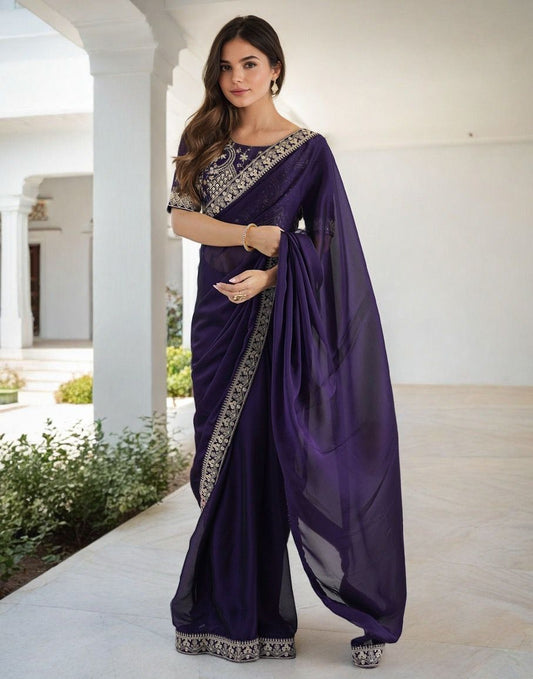 Ananya | Soft  rangoli silk saree with heavy coding lace
