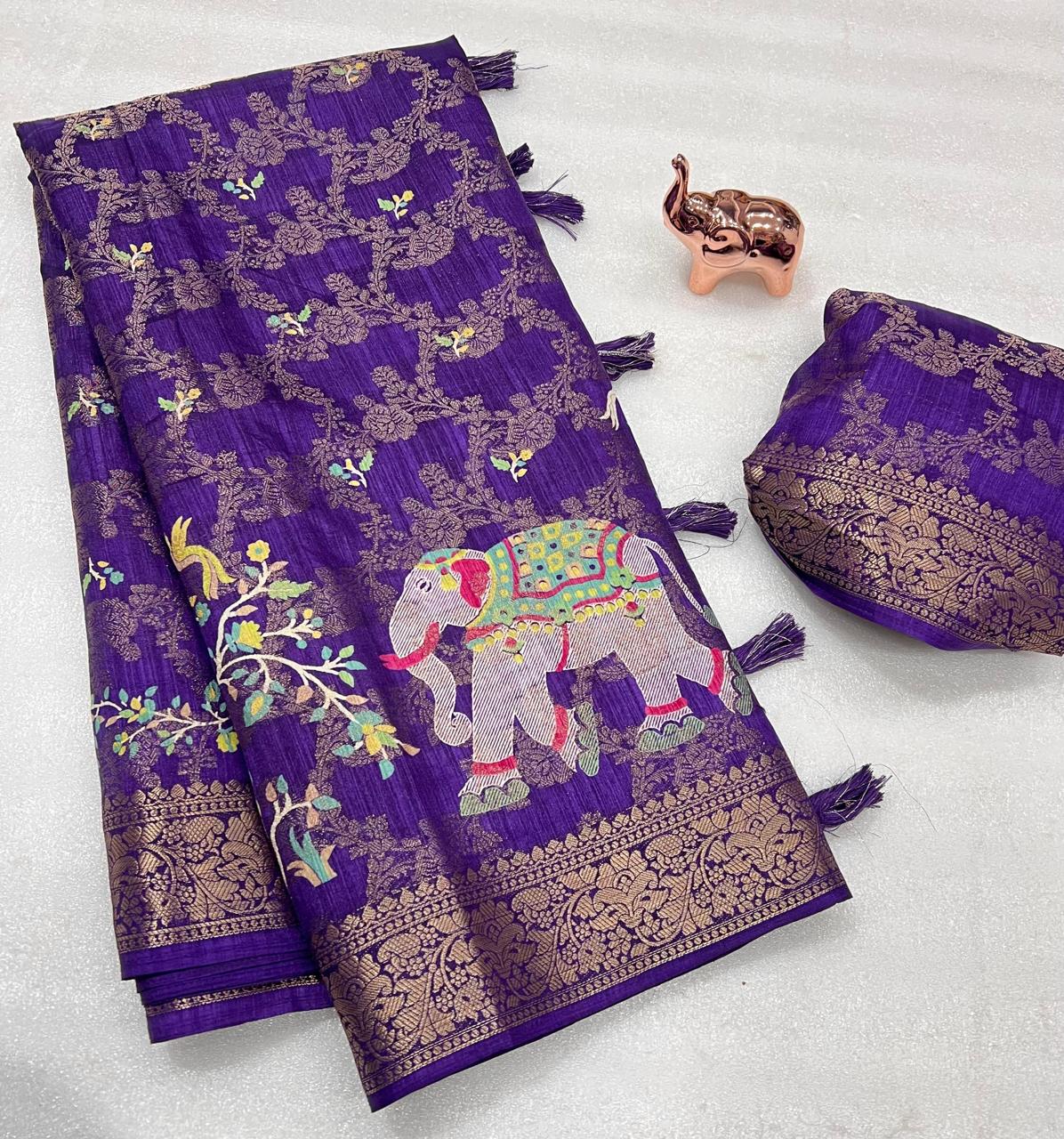 VIRANSHI | heavy Tussur Silk Saree with Zaal pattern all over Saree