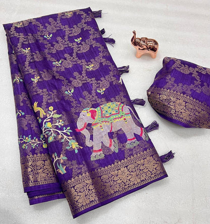 VIRANSHI | heavy Tussur Silk Saree with Zaal pattern all over Saree
