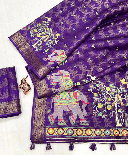 VIRANSHI | heavy Tussur Silk Saree with Zaal pattern all over Saree