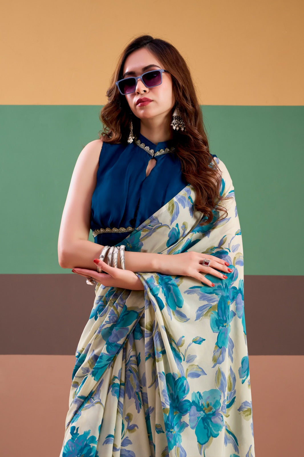 MADHURIMA |heavy satin silk floral printed saree