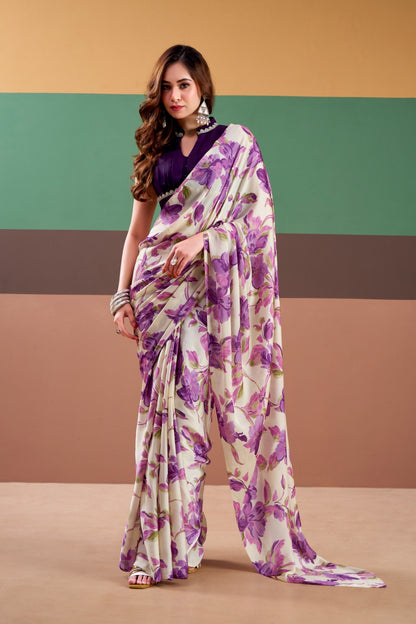 MADHURIMA |heavy satin silk floral printed saree