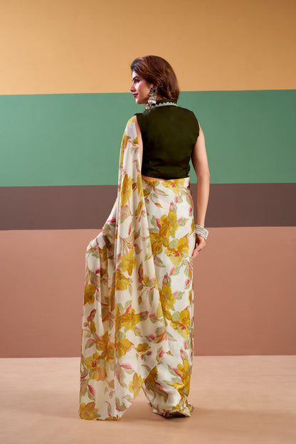MADHURIMA |heavy satin silk floral printed saree