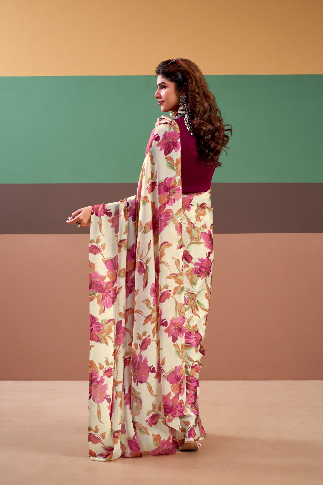 MADHURIMA |heavy satin silk floral printed saree