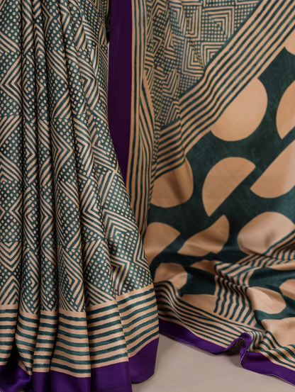 Crafted in soft dull silk with statement fancy prints, this saree blends classic charm with a modern touch 🌸