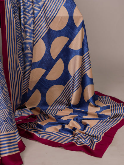 Crafted in soft dull silk with statement fancy prints, this saree blends classic charm with a modern touch 🌸