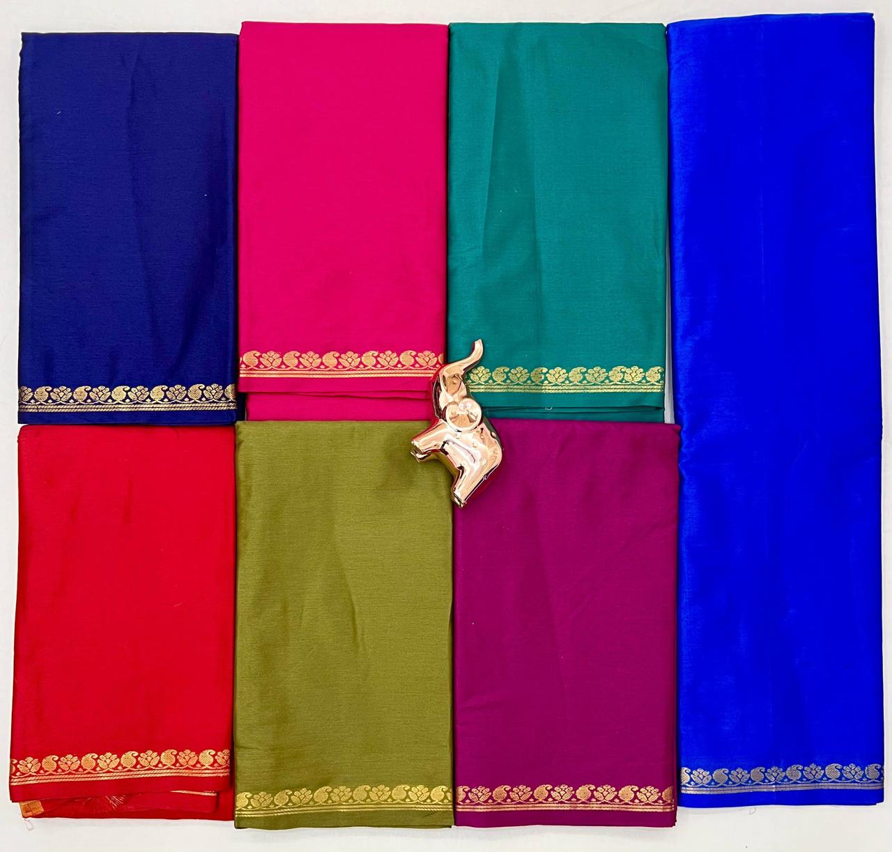 Pure mysure silk 5/5  mango jari Fancy Border Sarees chit pallu