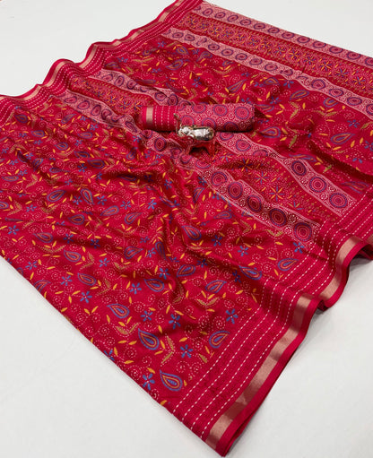 Tussar Silk Saree with Multicolour Paisley and Floral Motifs, Elegant Border and Running Blouse for Festive Wear