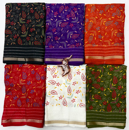 Tussar Silk Saree with Multicolour Paisley and Floral Motifs, Elegant Border and Running Blouse for Festive Wear