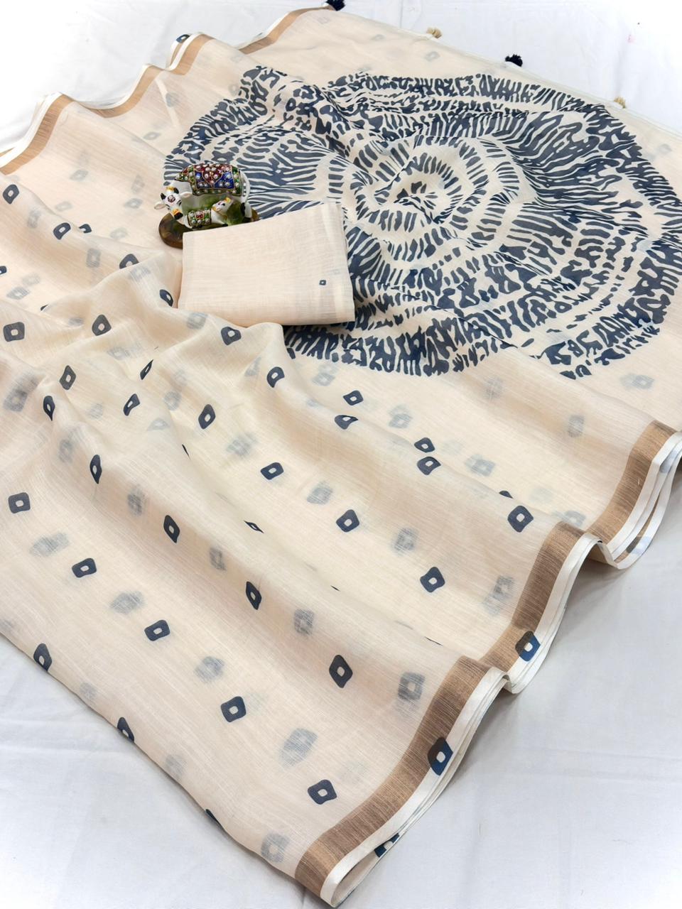 Women Printed Saree with Blouse Piece