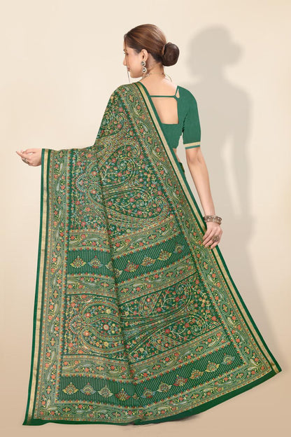 Pure Soft Tussar Silk Kashmiri Printed Saree with Rich Pallu & Golden Border | Elegant Traditional Wear